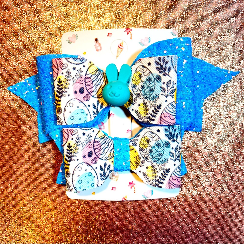 Handmade Blue Bunny hair Bow !